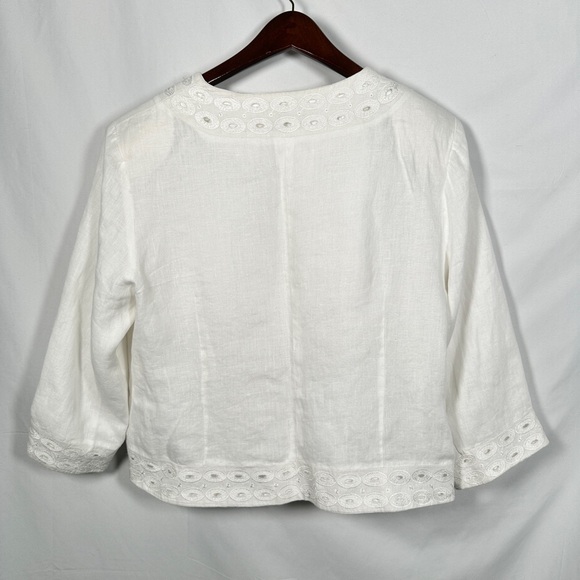 JSong collection linen layering jacket wearable art embroidery white size 12 - Picture 12 of 15